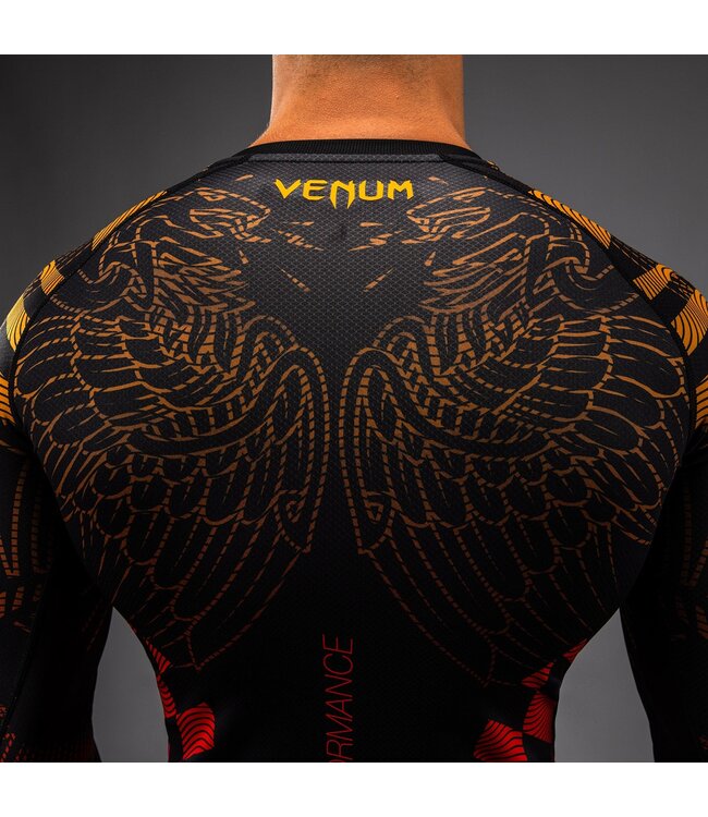 Venum Quetzal Fury L/S Rashguard Black Fury Red Tangerine