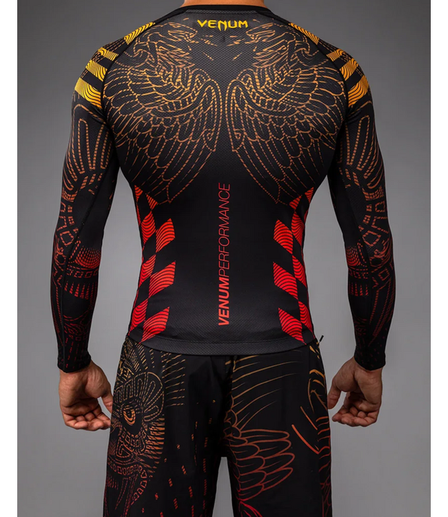 Venum Quetzal Fury L/S Rashguard Black Fury Red Tangerine