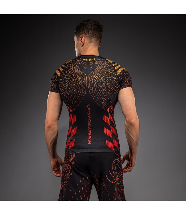Venum Quetzal Fury Rash Guard Black Fury Red Tangerine