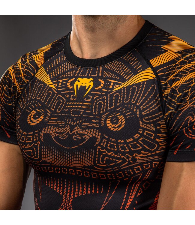 Venum Quetzal Fury Rash Guard Black Fury Red Tangerine
