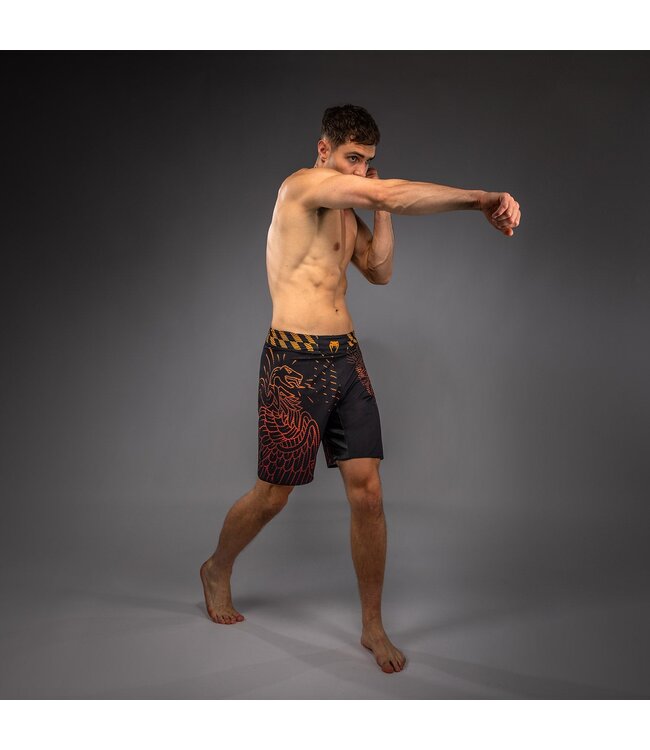 Venum Quetzal Fury Fightshorts Zwart Fury Rood Mandarijn