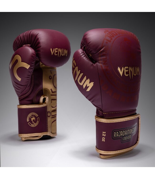 Venum x Rajadamnern Muay Thai kickbokshandschoenen - Burgundy Goud