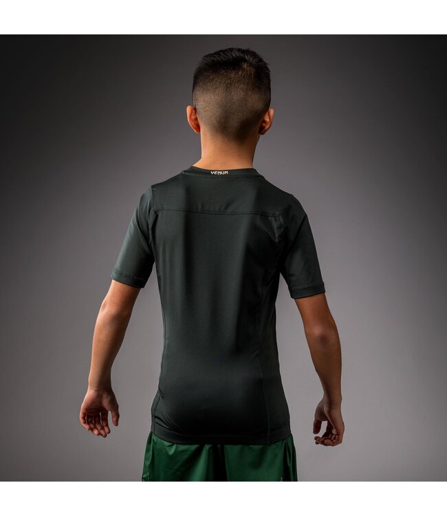 Venum Attack Kids Rashguard – Forest Green / Off White