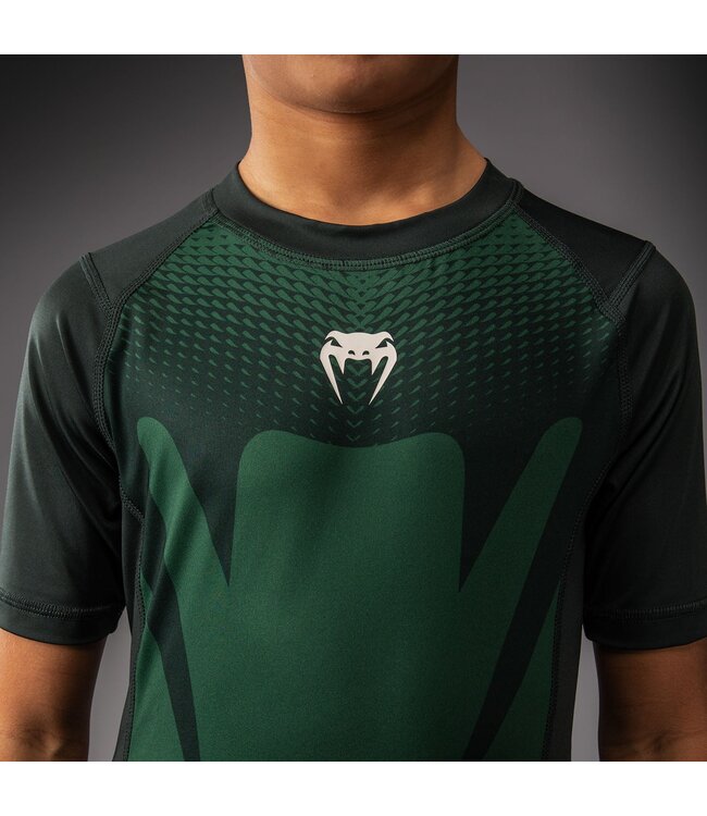 Venum Attack Kids Rashguard – Forest Green / Off White