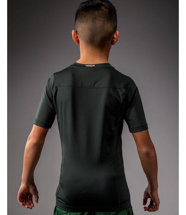 Venum Attack Kids Rashguard – Forest Green / Off White