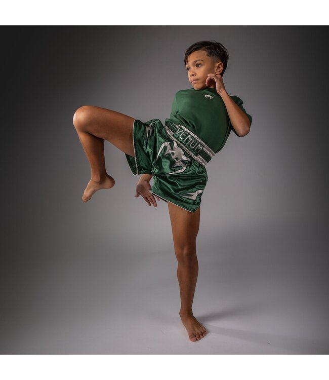 Venum Inferno Muay Thai Shorts - Forest Green Off White