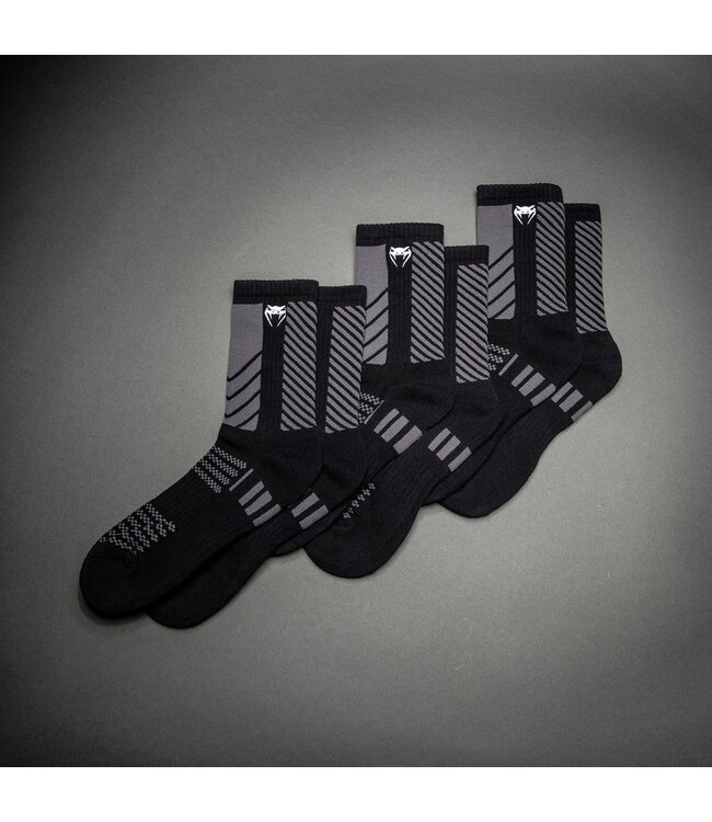 Venum Vector Socken, 3er-Pack – Schwarz/Grau