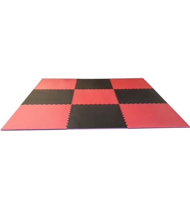 Martial Arts Puzzle Mat 100 x 100 cm 4 cm Black Red 5 Lines Pattern