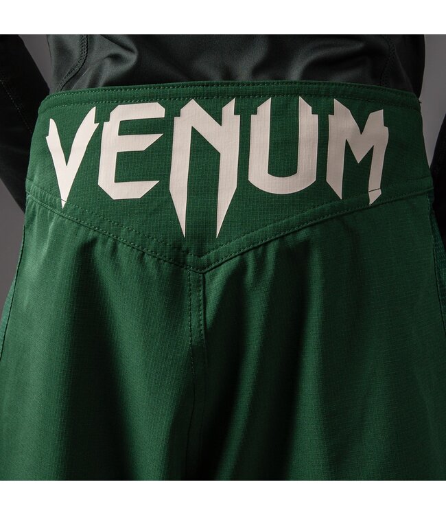 Venum Light Kids Fight Shorts Forest Green / Off White