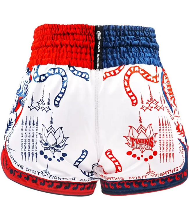 Twins Muay Thai Shorts FBGVL 4 YANT Tiger – White Blue Red