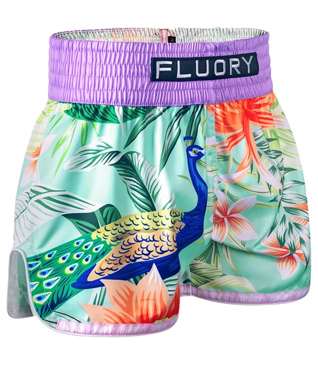 FLUORY Peacock Dance Muay Thai Shorts - Groen Lila