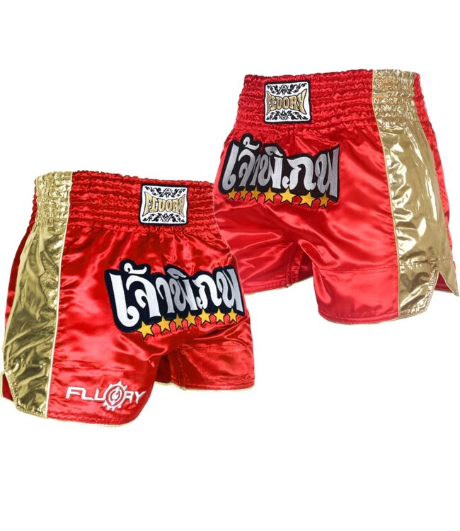 Fluory Muay Thai Shorts Kickboxen Hose Rot Gold MTSF51
