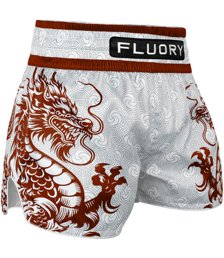 Fluory Fluory Two Dragon Muay Thai Short MTSF143 Wit Bruin | Kickboksen & Muay Thai