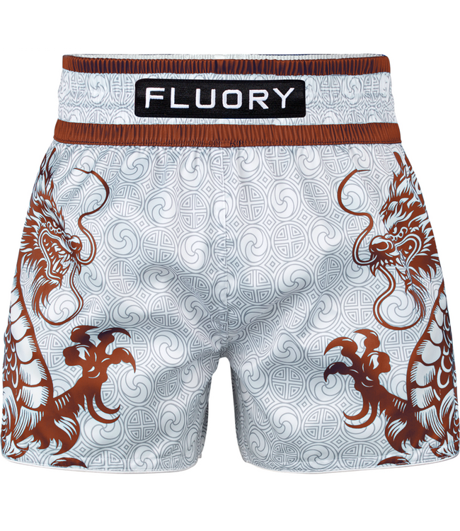 Fluory Two Dragons Muay Thai Short - Wit Bruin