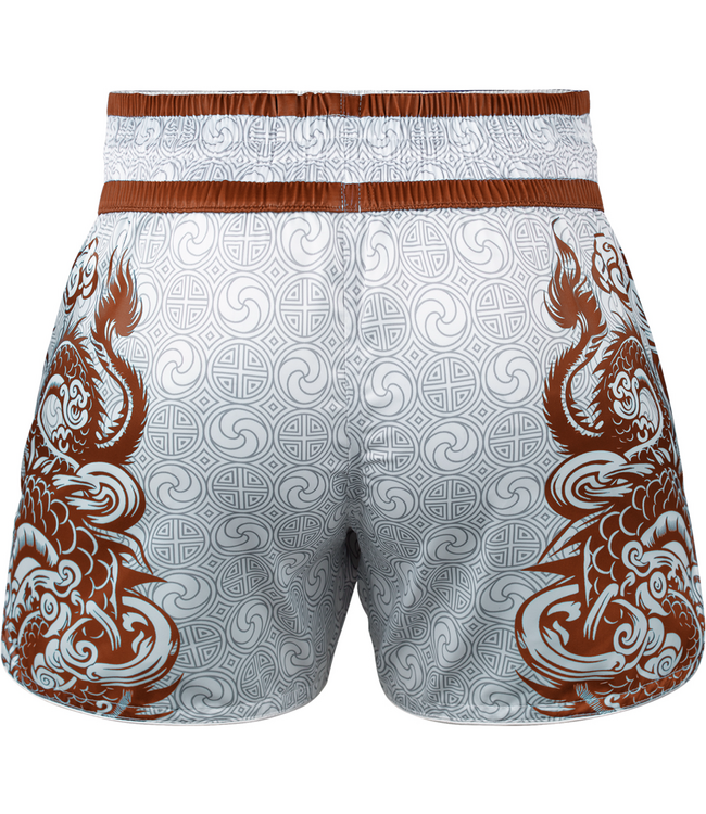 Fluory Two Dragons Muay Thai Short - Wit Bruin