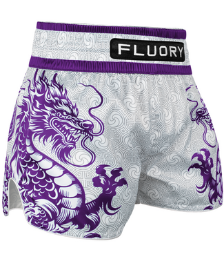 Fluory Fluory Two Dragon Muay Thai Short MTSF143 Wit Paars | Kickboksen & Muay Thai