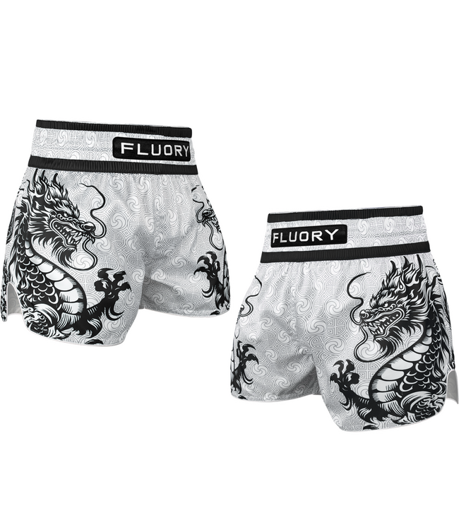 Fluory Two Dragon Muay Thai Short MTSF143 – Wit Zwart