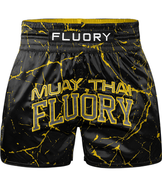 Fluory Fluory Muay Thai Kickbox Short Schwarz Marble Goldgelb