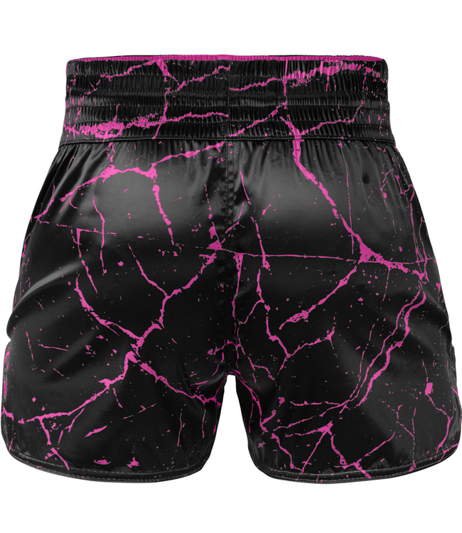 Fluory Muay Thai Kickboks Short Zwart Marmer Roze