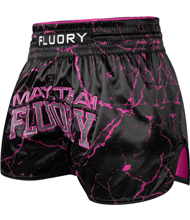 Fluory Muay Thai Kickboks Short Zwart Marmer Roze