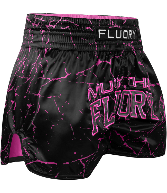 Fluory Muay Thai Kickboks Short Zwart Marmer Roze
