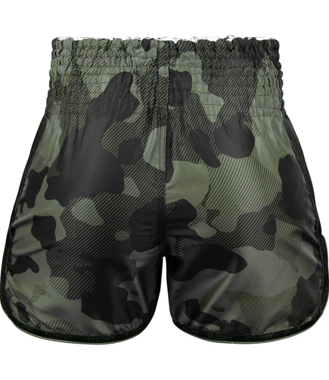Fluory Muay Thai Kickboks Short Camouflage Zwart Groen