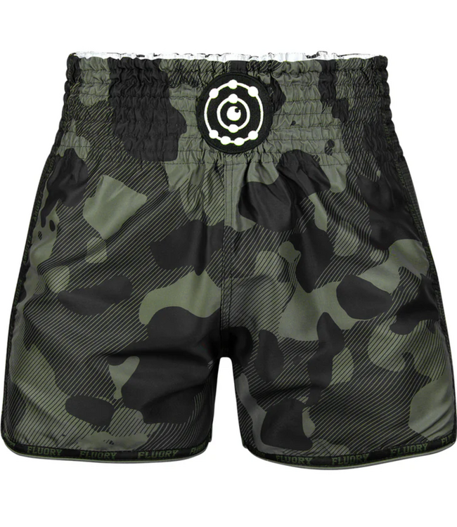 Fluory Muay Thai Kickboks Short Camouflage Zwart Groen