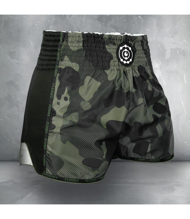 Fluory Muay Thai Kickboxing Shorts Camouflage Black Green