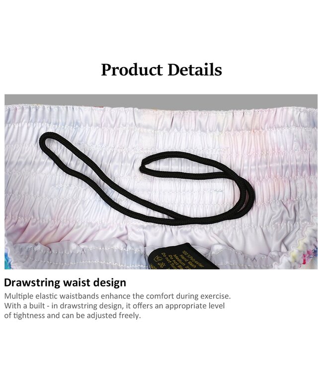 Fluory Muay Thai Kickboxing Shorts Flowers White Pink