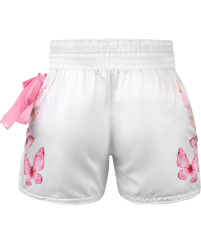 Fluory Muay Thai Kickbox Shorts Weiß Pink