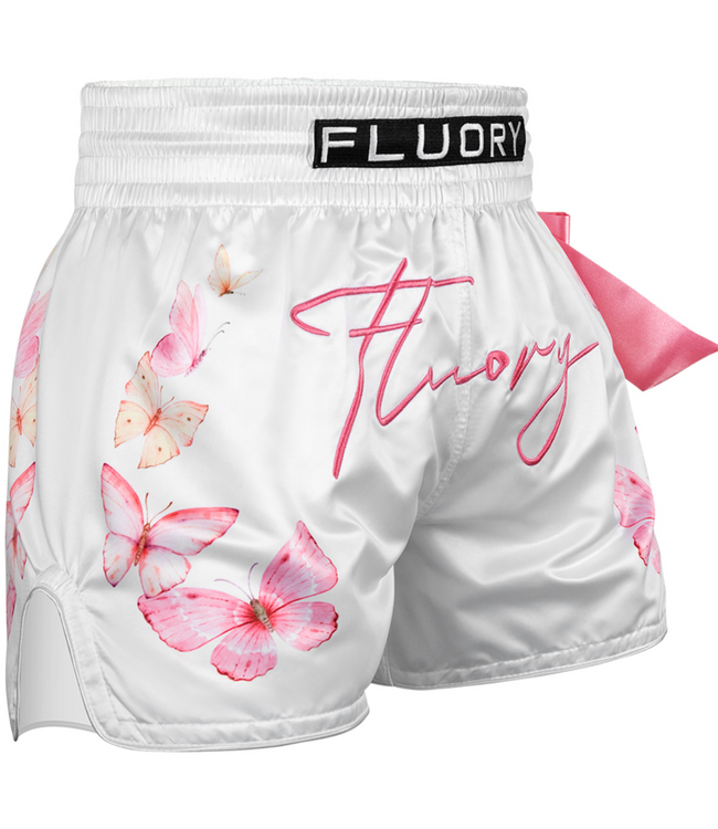 Fluory Muay Thai Kickbox Shorts Weiß Pink