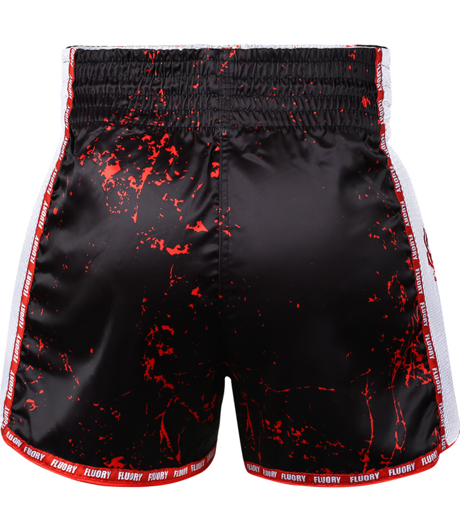 Fluory Muay Thai Kickboks Shorts Bloodbath Zwart Rood Wit