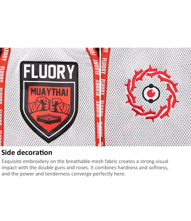Fluory Muay Thai Kickboxing Shorts Bloodbath Black Red White