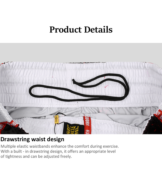 Fluory Muay Thai Kickbox Shorts Bloodbath Schwarz Rot Weiß