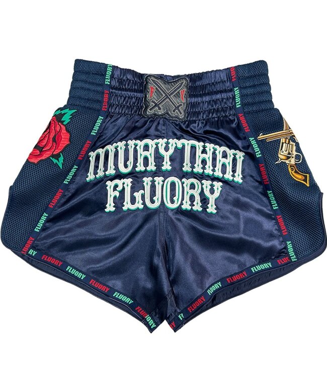 Fluory Muay Thai Kickboxen Shorts Pistola Dunkelblau