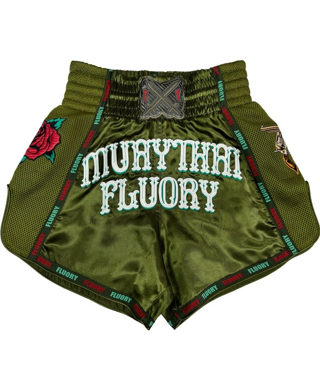 Fluory Muay Thai Kickboxing Shorts Pistola Olive Green