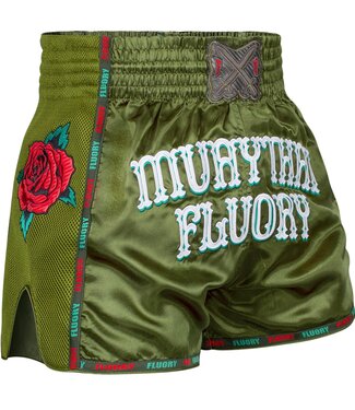 Fluory Fluory Muay Thai Kickboks Short Pistola Olijfgroen