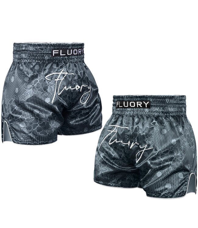 Fluory Muay Thai Kickboxing Shorts Pinga Black – Premium Fight Shorts for Kickboxing & Muay Thai Training