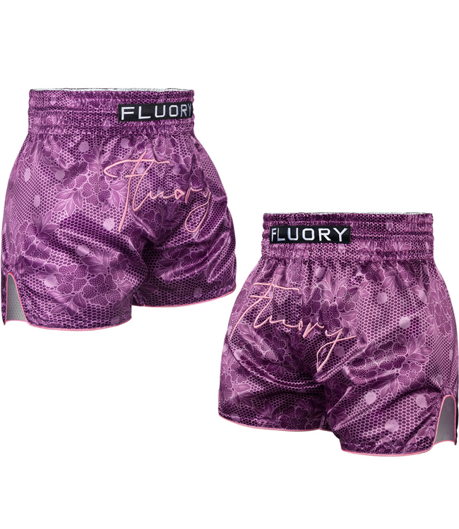 Fluory Muay Thai Kickboxing Shorts Pinga Purple – Premium Fight Shorts for Kickboxing & Muay Thai Training