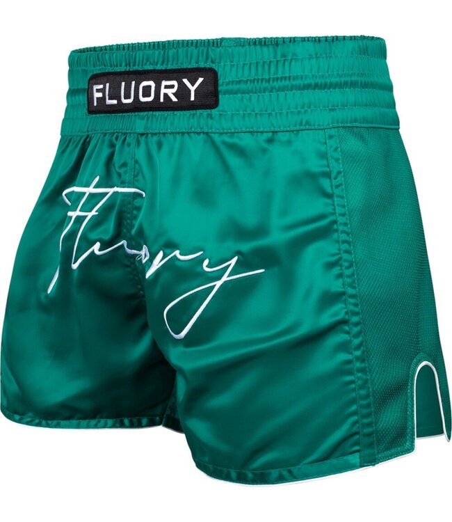 Fluory Muay Thai Shorts Zoe Green – Premium Fight Shorts for Kickboxing & Muay Thai Training