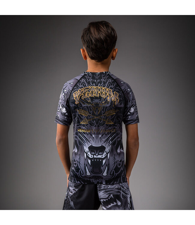 Venum Wolf Atak Kids Short Sleeve Rashguard - Black/Grey
