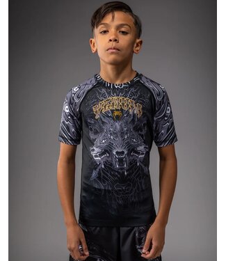 Venum Venum Wolf Atak Kids Short Sleeve Rashguard – Black/Grey | Fast‑Dry & Durable