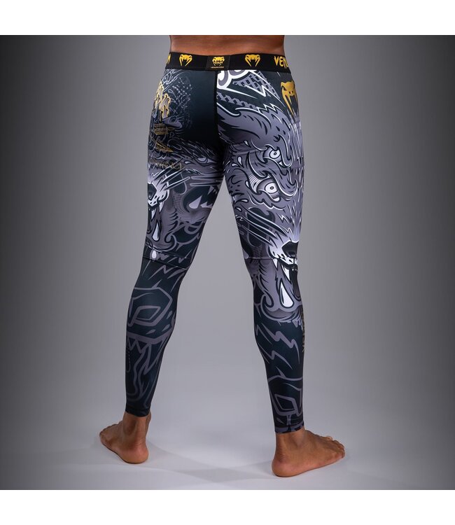 Venum Wolf Atak Sportleggings – Schwarz/Grau | Kompressionsleggings für MMA, BJJ & Grappling