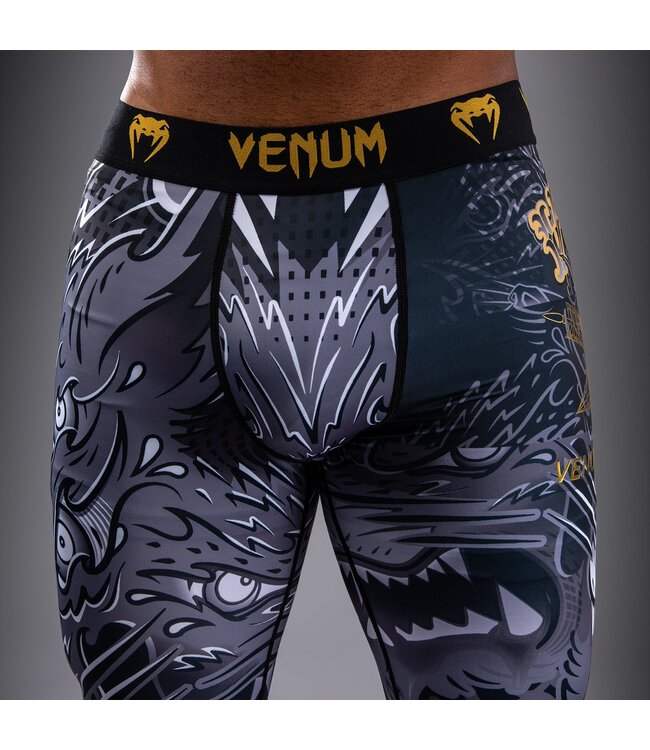 Venum Wolf Atak Sports Leggings - Black/Gray | Compression leggings for MMA, BJJ & Grappling