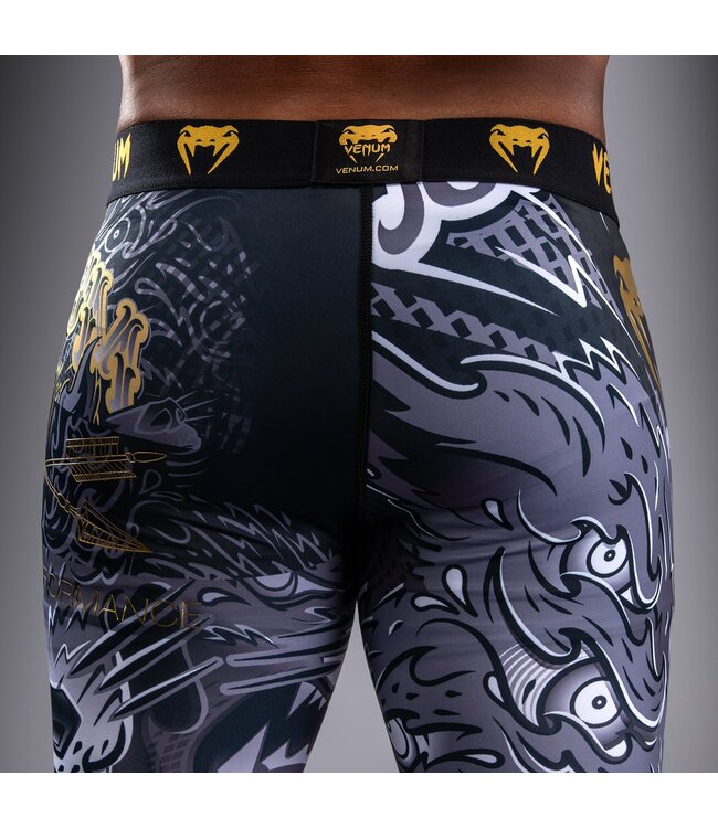 Venum Wolf Atak Sportleggings – Schwarz/Grau | Kompressionsleggings für MMA, BJJ & Grappling
