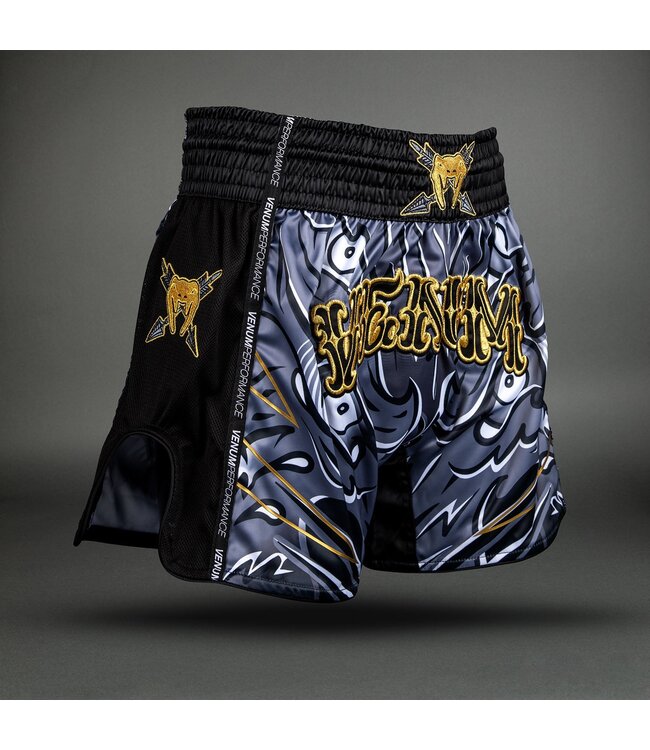 Venum Wolf Atak Muay Thai Shorts – Schwarz/Grau | Muay‑Thai & Kickbox Shorts