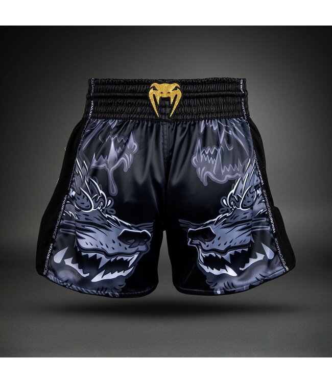 Venum Wolf Atak Muay Thai Shorts – Black/Grey | Muay Thai & Kickboxing Shorts
