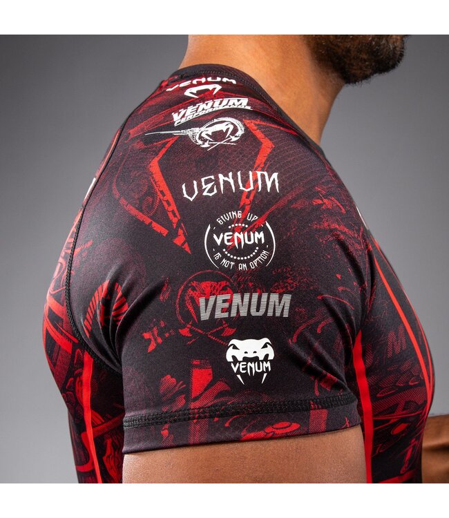 Venum 20th Anniversary Rashguard - Schwarz/Rot | Professionelles MMA & Kickbox Kompressionsshirt