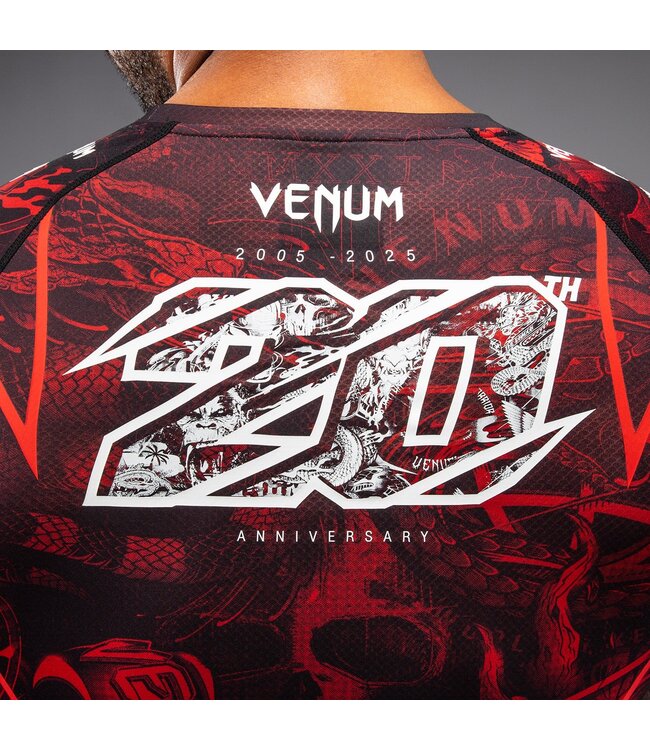 Venum 20th Anniversary Rashguard - Schwarz/Rot | Professionelles MMA & Kickbox Kompressionsshirt