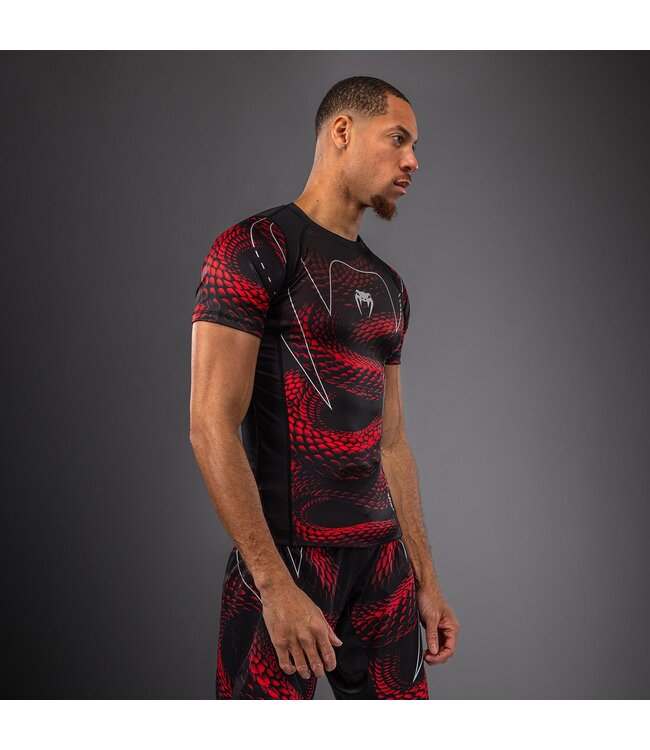 Venum Matupa Rashguard – Black/Red/Silver | Premium compression top for MMA, grappling & kickboxing